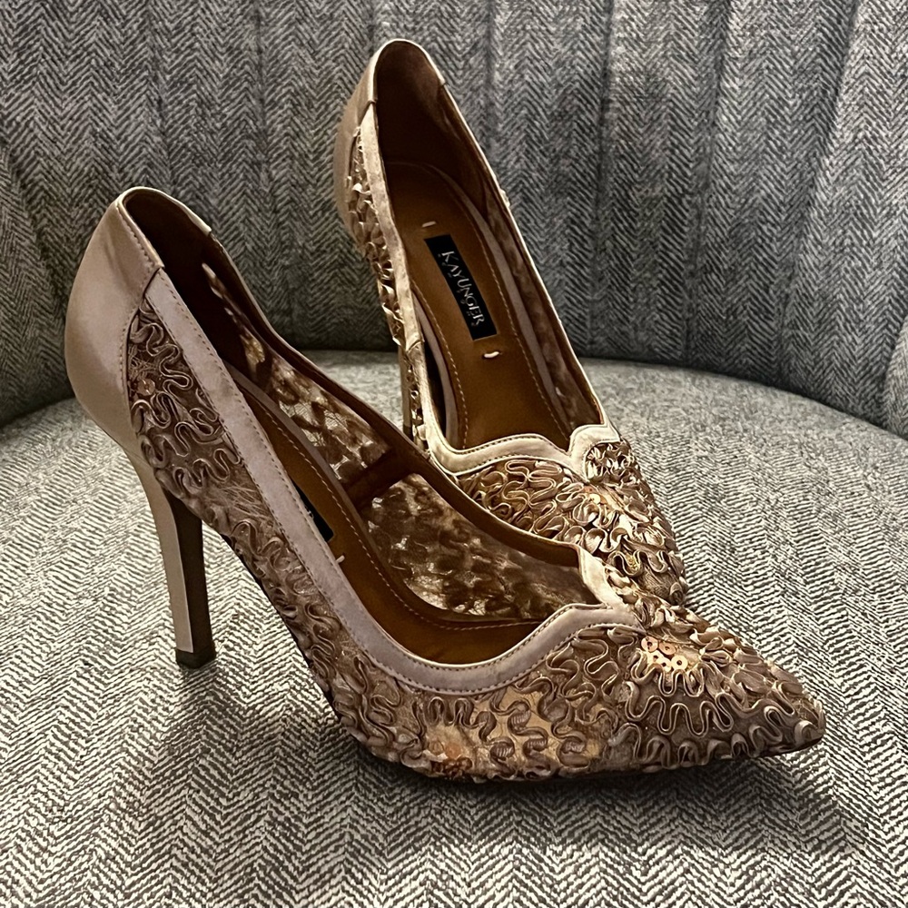 Kay Unger Gold and Tan Heels